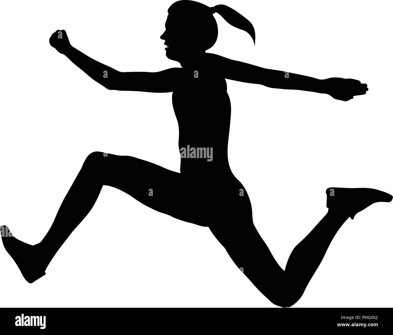 Dreisprung Sportlerin Jumper schwarze Silhouette Stock Vektor