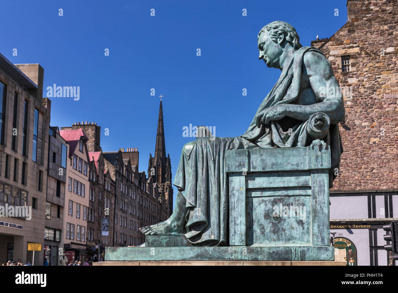 Denkmal für den Philosophen David Hume, Edinburgh, Schottland, Großbritannien Stockfoto