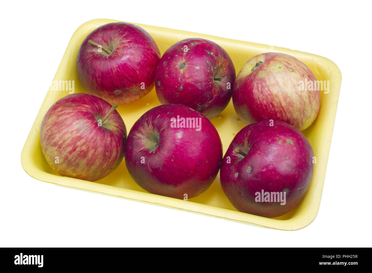 Billig rote hässliche Äpfel Stockfoto