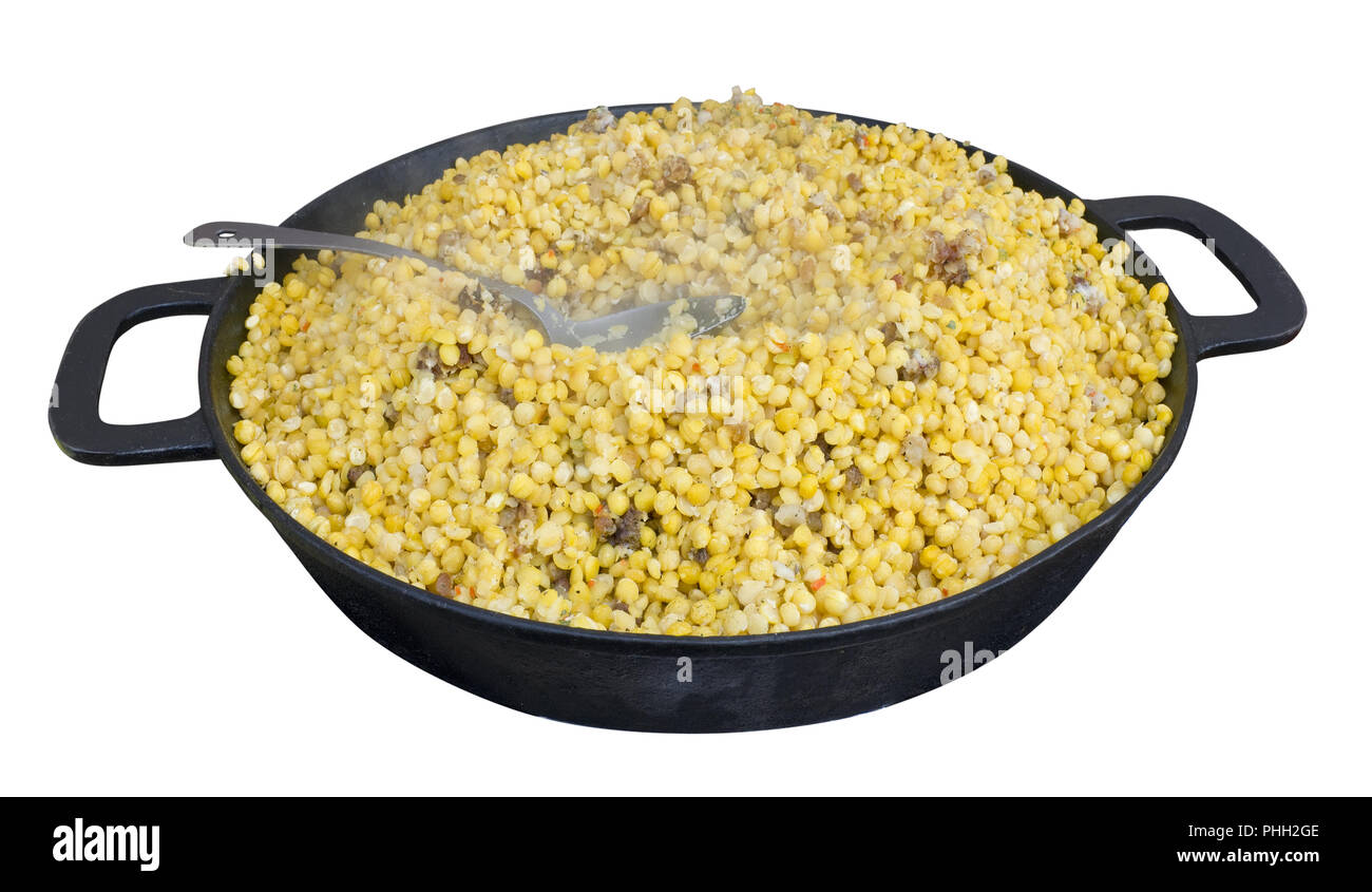 Geschmorte Erbsen mit Gemüse und Fleisch Stockfoto