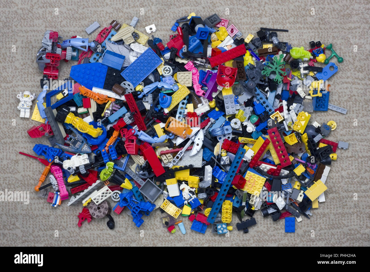 Haufen von Lego-Steinen Stockfoto
