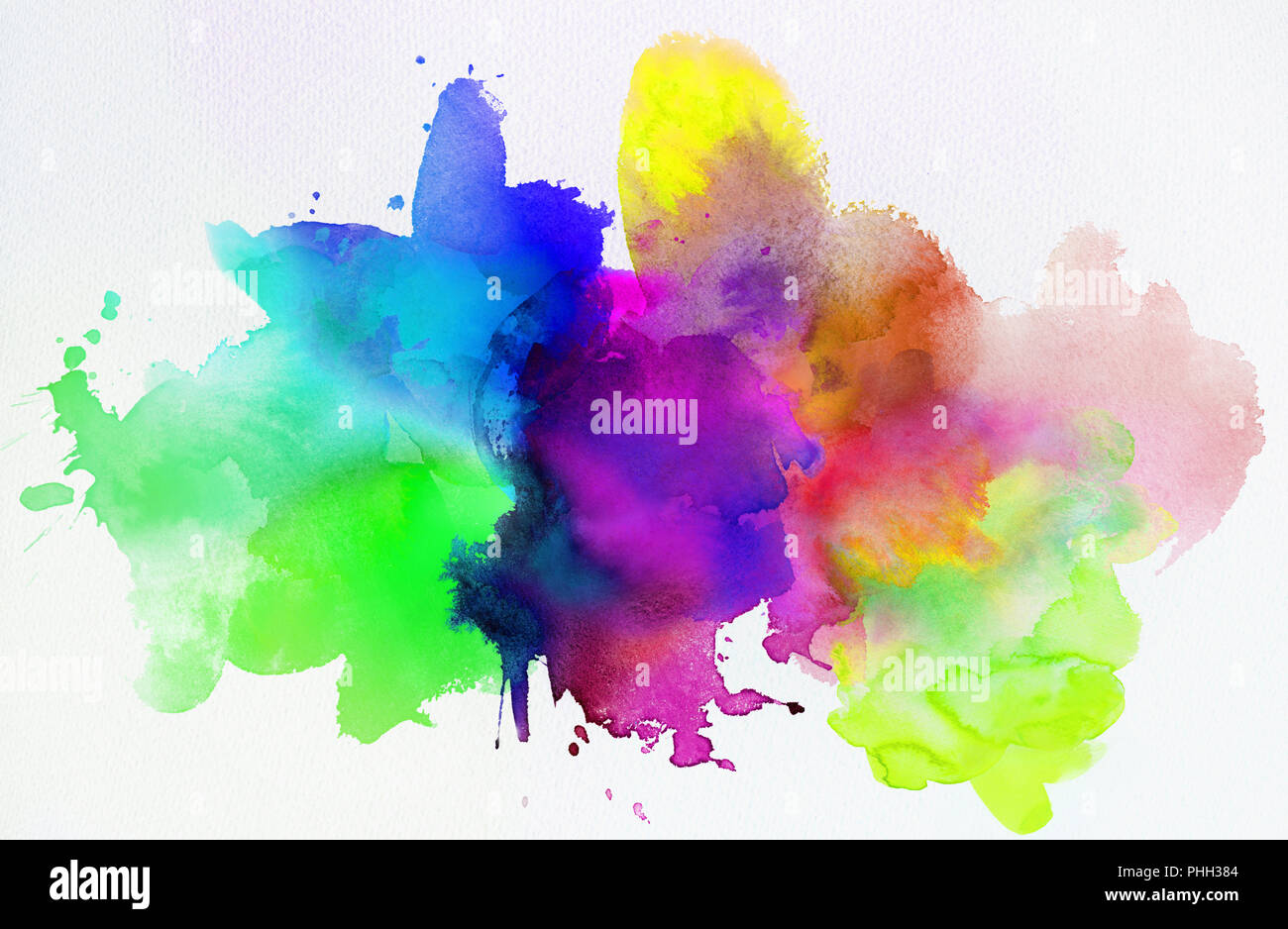 Abstrakte hell rainbow Aquarell auf Papier Textur Stockfoto