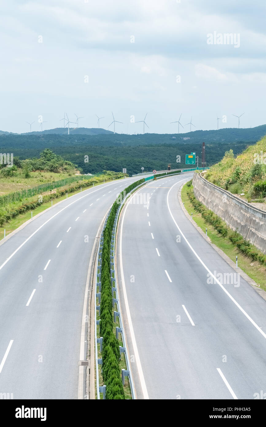 Kurve Autobahn Hintergrund Stockfoto