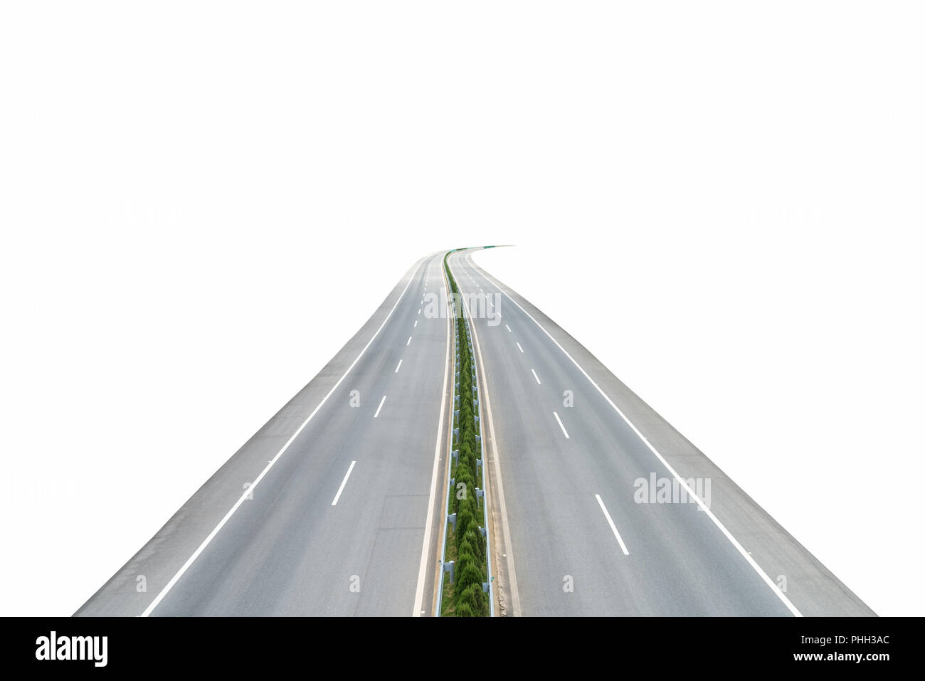 Autobahn isoliert auf weißem Stockfoto