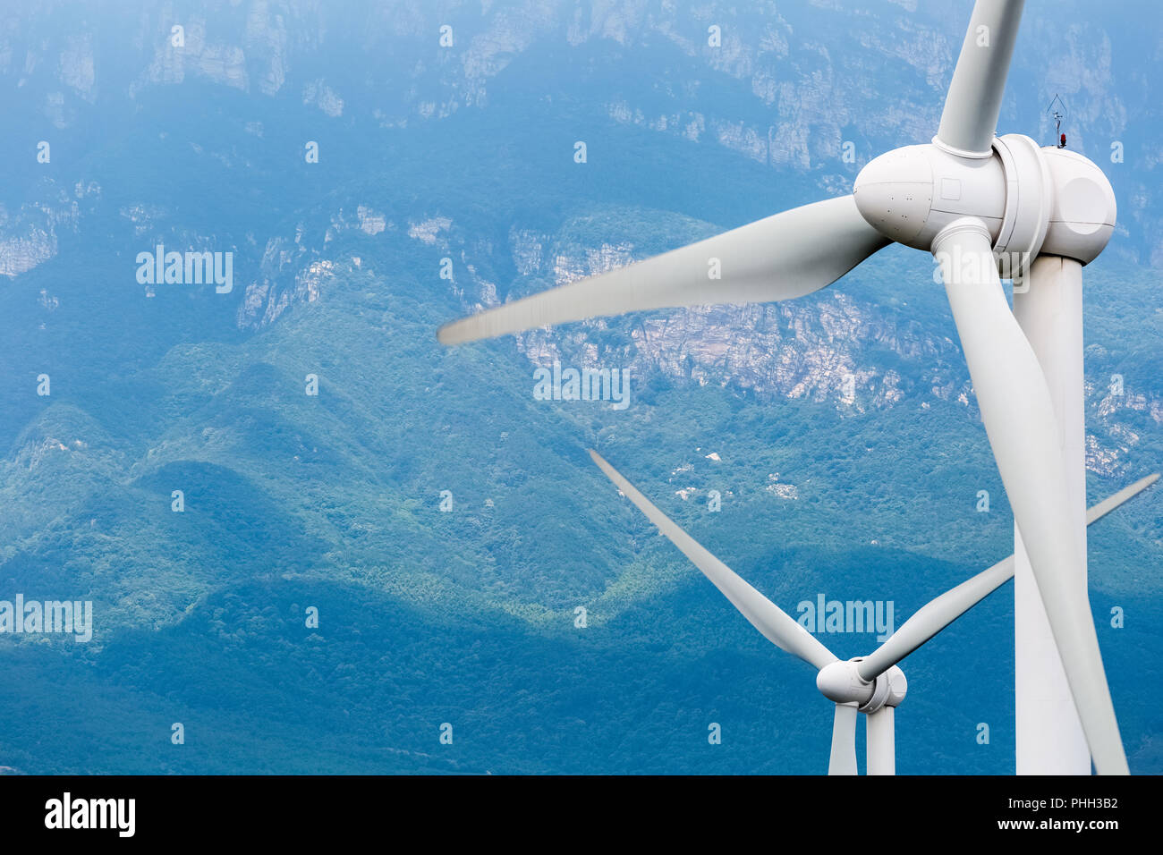 Wind-Turbinen-Nahaufnahme Stockfoto