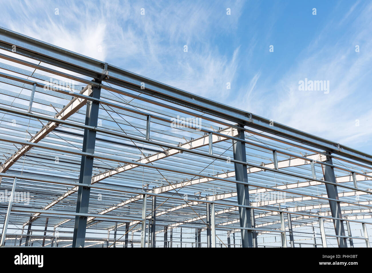 Struktur aus Stahl Workshop in Bau Stockfoto