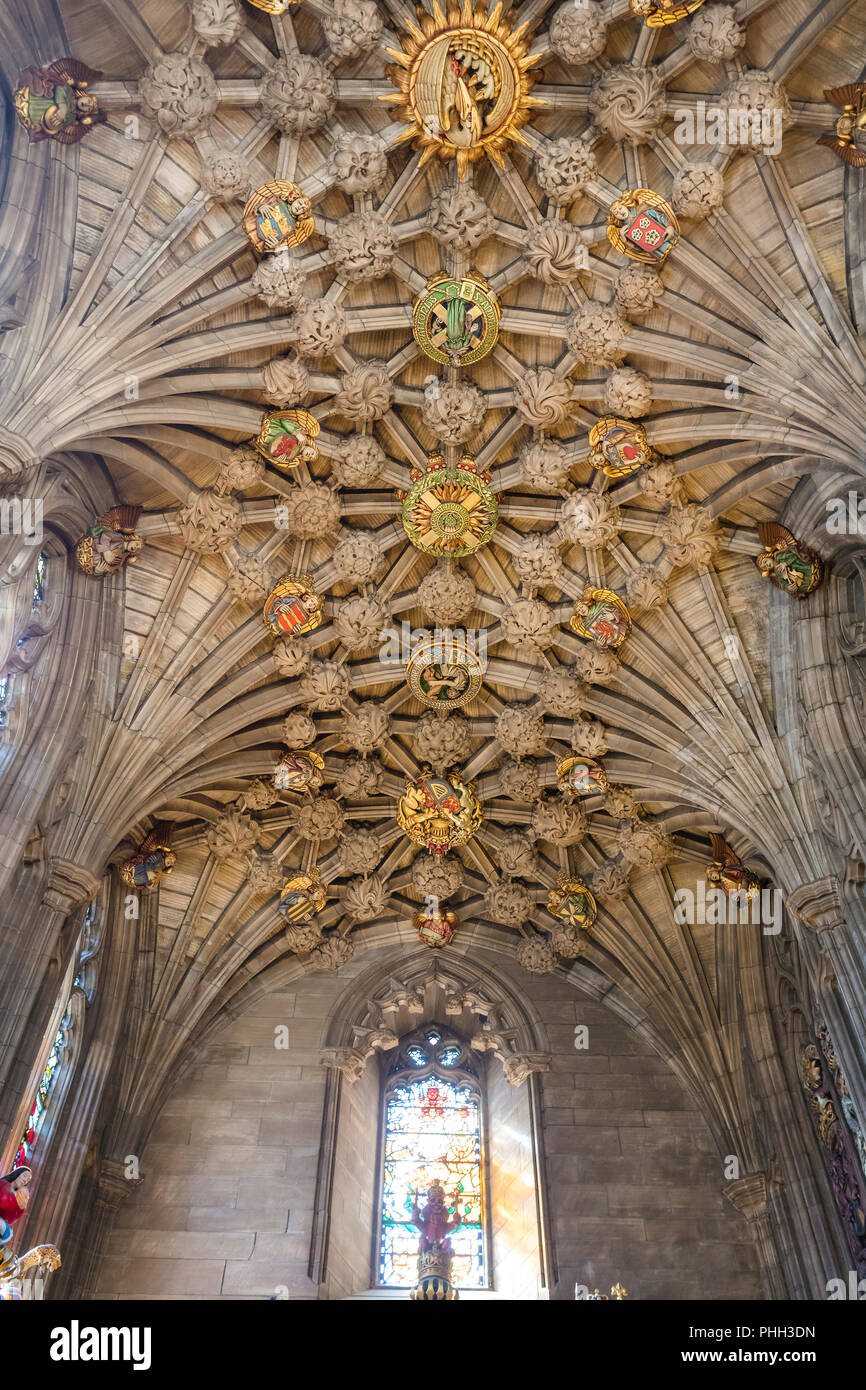 Thistle Kapelle Innenraum, St. Giles Cathedral, Edinburgh, Schottland, Großbritannien Stockfoto