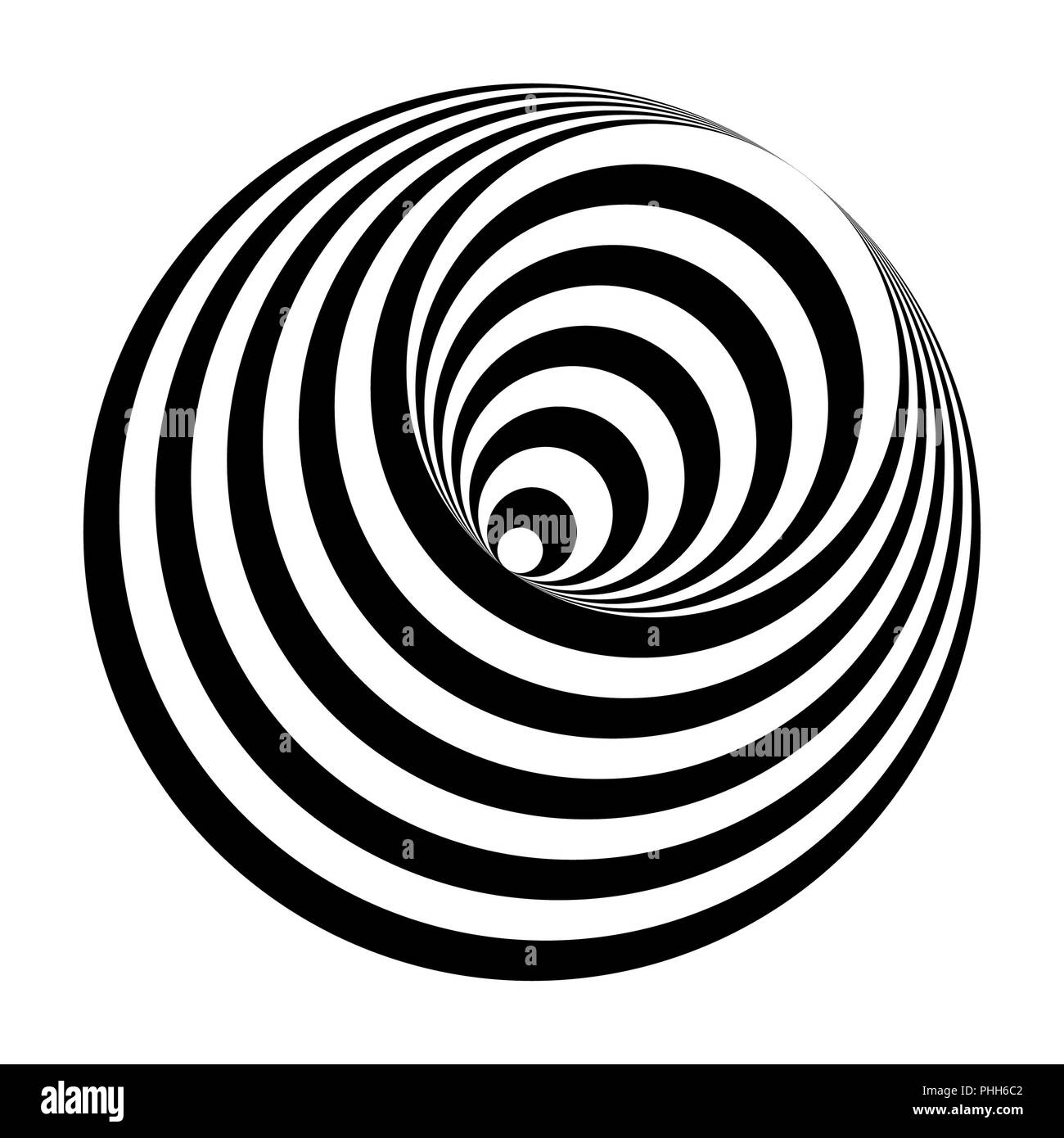 Optische Illusion, schwarze und weiße Kreise Kegel Stockfoto
