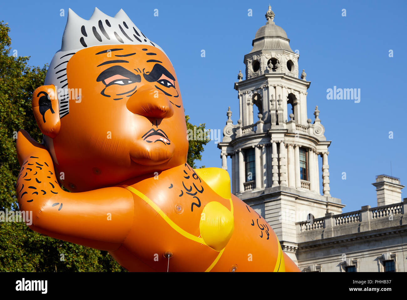 London, Großbritannien - 1 September 2018: ein Ballon der Londoner Bürgermeister Sadiq Khan ist im Parlament Platz machen London sicher Protest geflogen. Credit: Kevin Frost-/Alamy leben Nachrichten Stockfoto