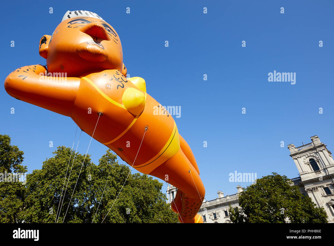 London, Großbritannien - 1 September 2018: ein Ballon der Londoner Bürgermeister Sadiq Khan ist im Parlament Platz machen London sicher Protest geflogen. Credit: Kevin Frost-/Alamy leben Nachrichten Stockfoto
