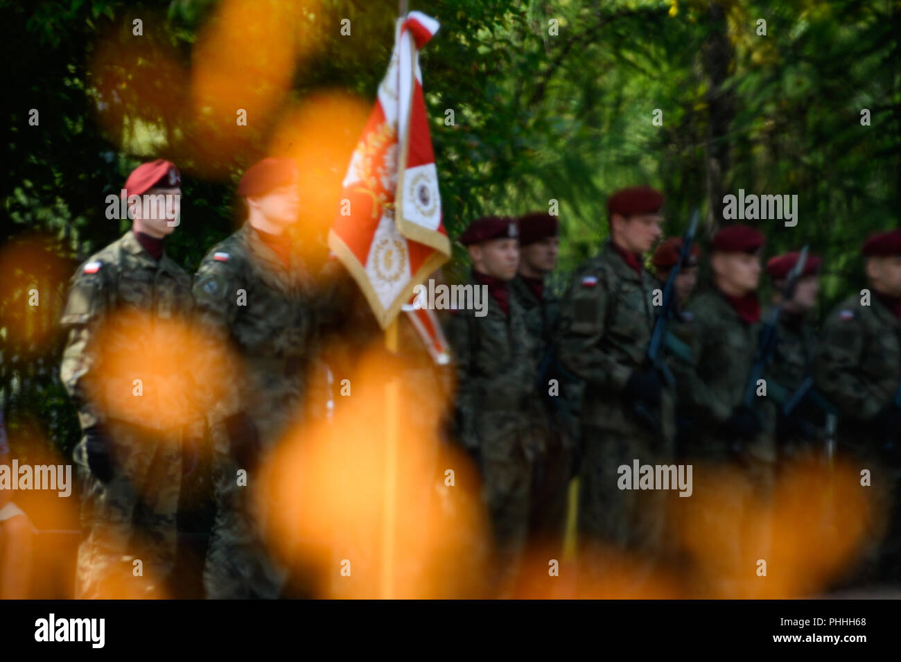 Krakau, Polen. 1. Sep 2018. Militärs während der Veranstaltung gesehen. Dem 79. Jahrestag des Ausbruchs des Zweiten Weltkrieges auf dem Friedhof Rakowicki. Credit: Omar Marques/SOPA Images/ZUMA Draht/Alamy leben Nachrichten Stockfoto