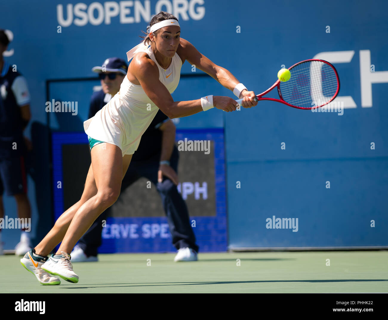 Flushings Wiese, NY, USA. September 1, 2018 - Caroline Garcia von Frankreich in Aktion während ihrer dritten Runde bei den US Open 2018 Grand Slam Tennis Turnier. New York, USA. September 01th, 2018. Quelle: AFP 7/ZUMA Draht/Alamy leben Nachrichten Stockfoto