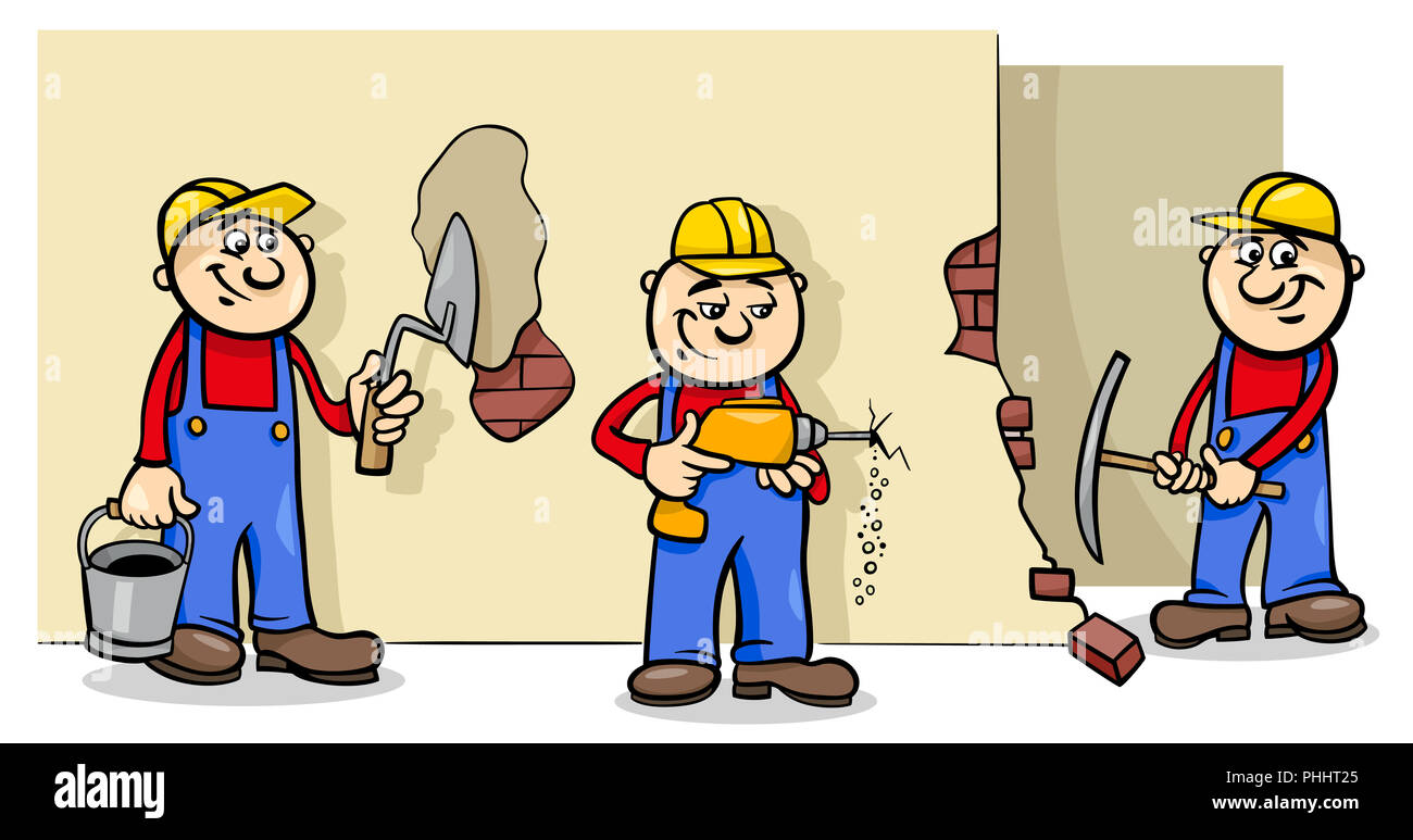 Die Arbeiter oder Erbauer zeichen Gruppe Stockfoto