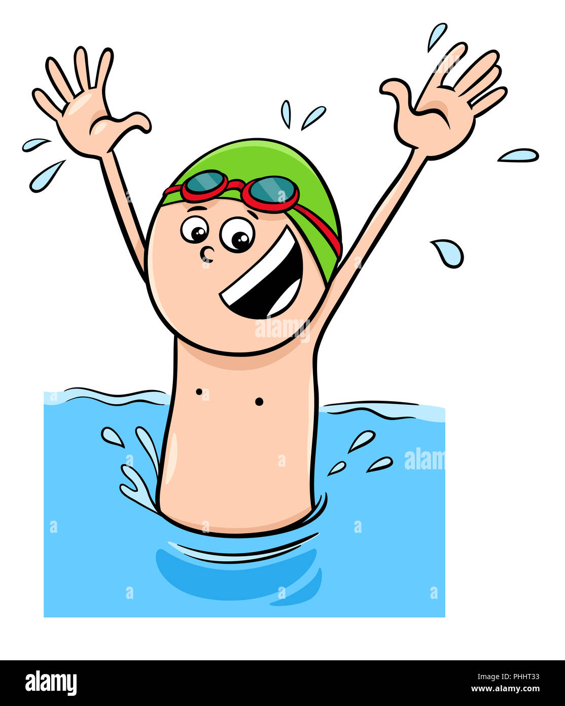 Cartoon boy Charakter schwimmen im Wasser Stockfotografie - Alamy