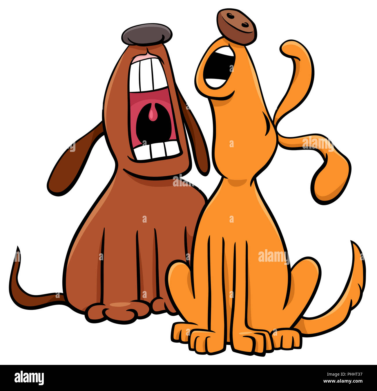 Bellen oder heulen Hunde cartoon Zeichen Stockfoto