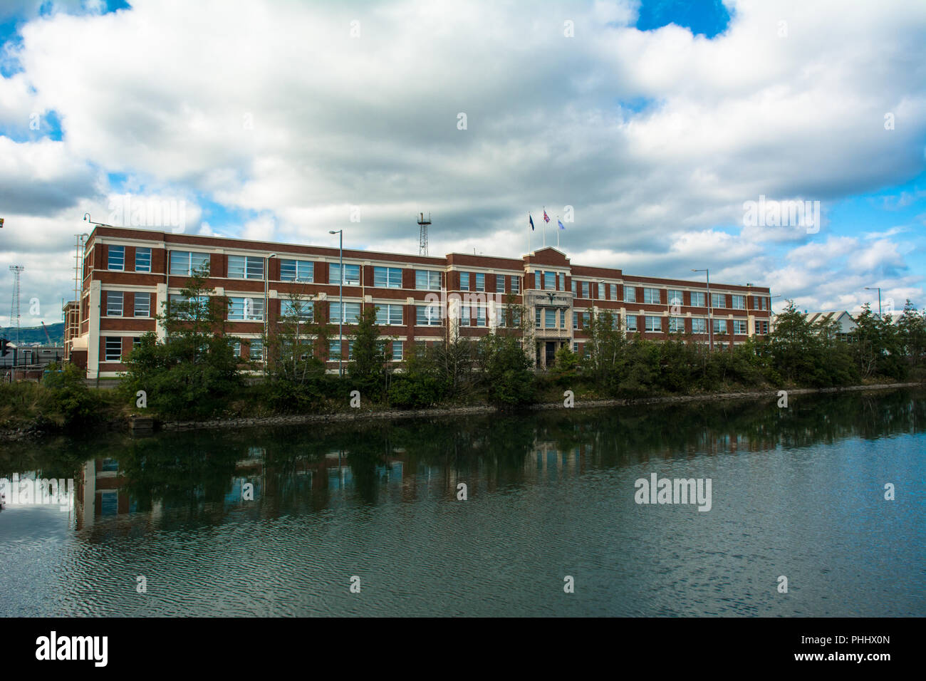 Sam Thompson Brücke Connswater Community Greenway Victoria Park Shorts Aircraft Factory Harland und Wolfe Werft Ost Belfast Stockfoto