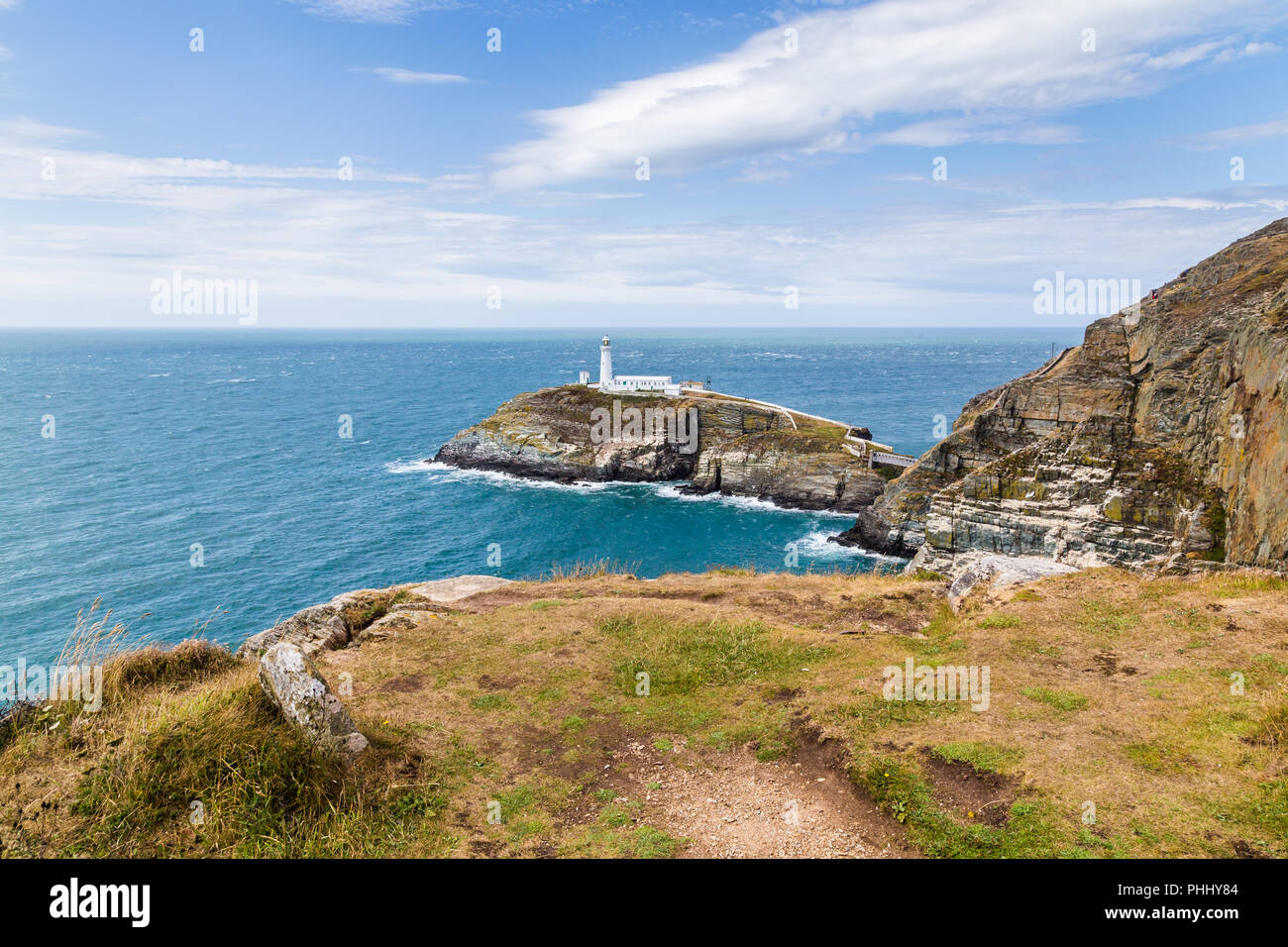 South Stack Leuchtturm auf Anglesey, Wales, Großbritannien Stockfoto