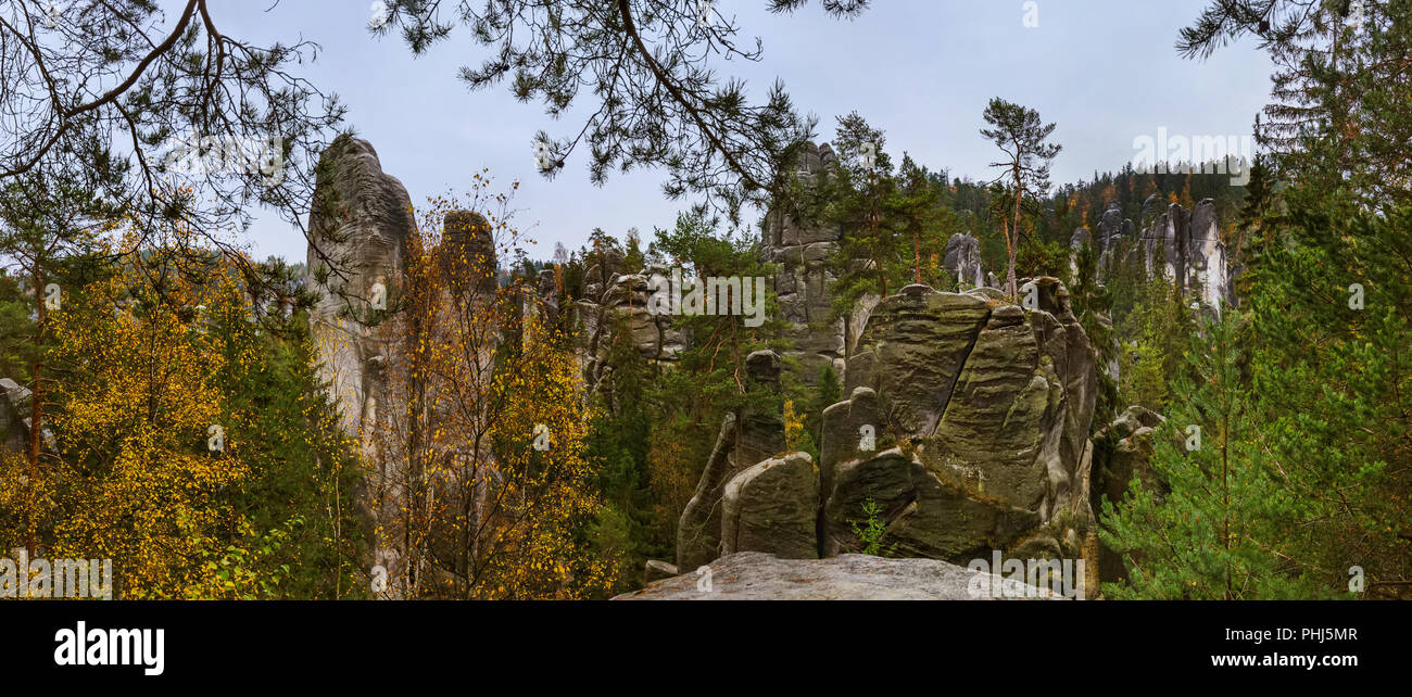 Panorama der Adrspach-Teplice Naturpark in der Tschechischen Stockfoto