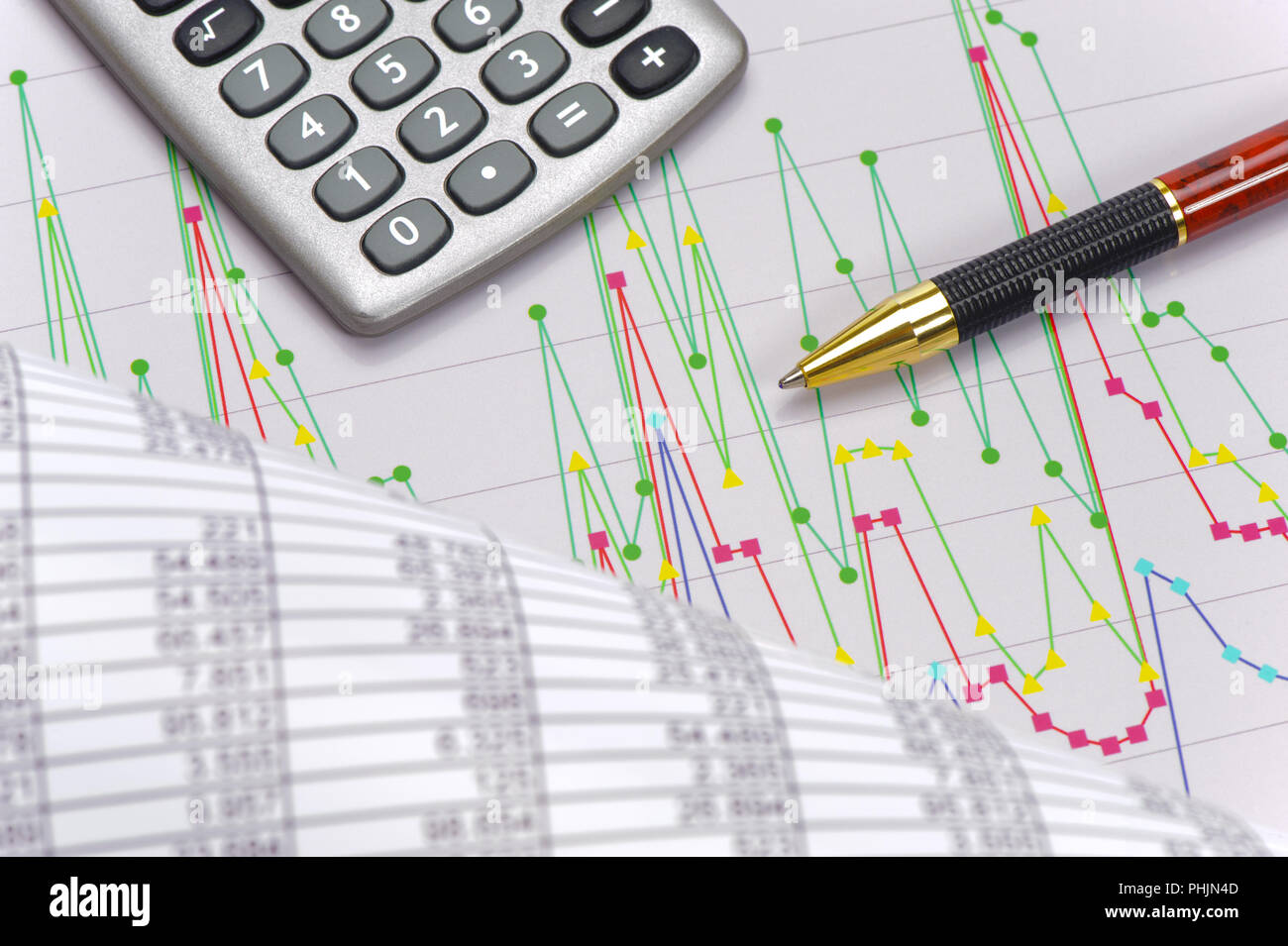 Finanzen und Business Plan und die Daten der Börse Stockfoto