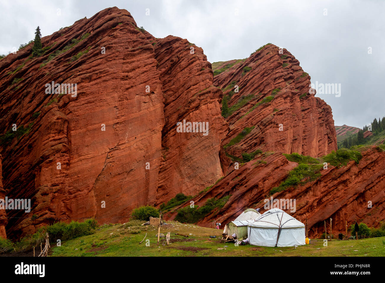 Reise um Kirgisistan und seine Natur und Landschaften im Juni 2018 Stockfoto