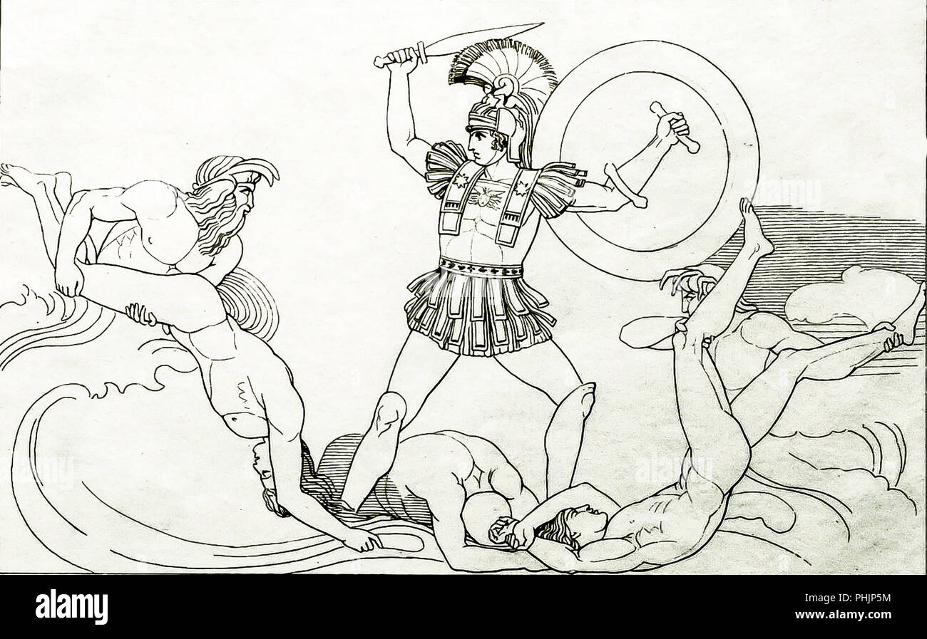 Der Held Achilles auf einem Stich von 1700 Stockfoto