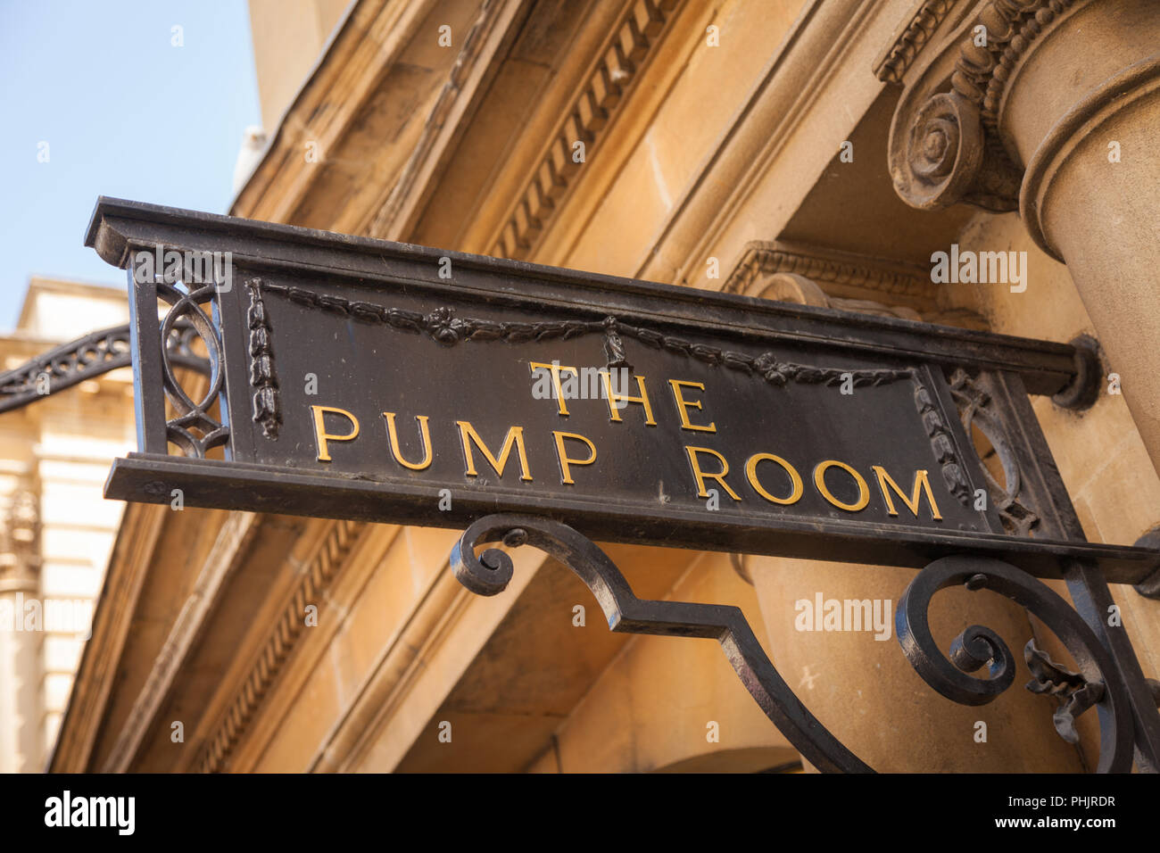 Nahaufnahme von Zeichen für den Pumpenraum, Badewanne UK Stockfoto