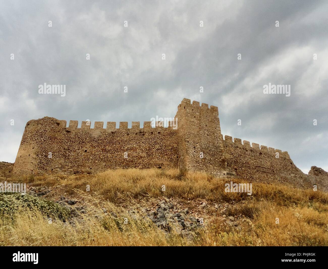Griechenland, der Stadt Argos, Peloponnes, in der alten Burg von Larisa. Es ist imposant und intakten Mauern/ Stockfoto