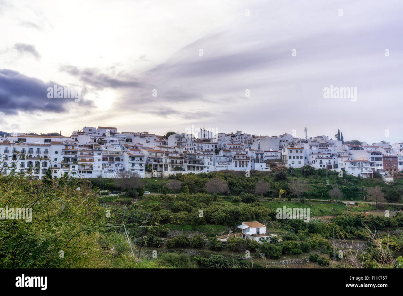 Die weißen Dörfer Frigiliana sunrise Stockfoto
