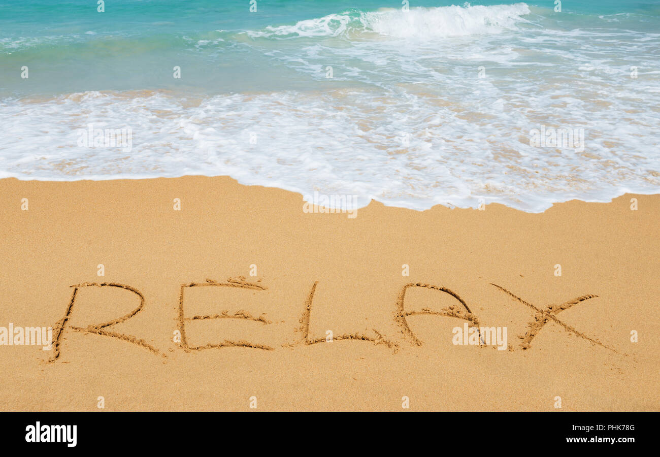 Entspannen Sie sich auf dem Strand sand Stockfoto
