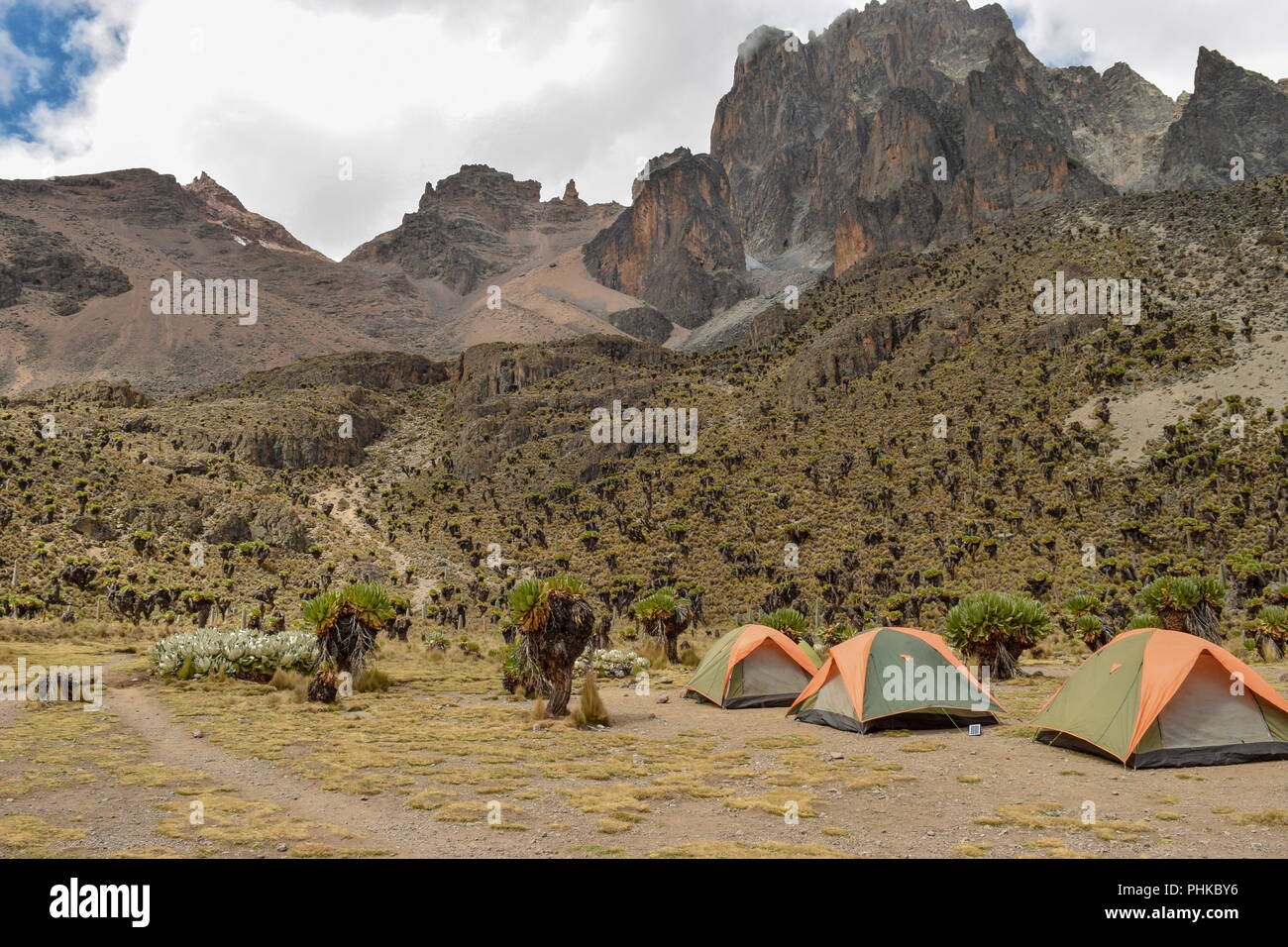 Mount Kenia höchster Gipfel, Batian Peak, Mount Kenya National Park Stockfoto