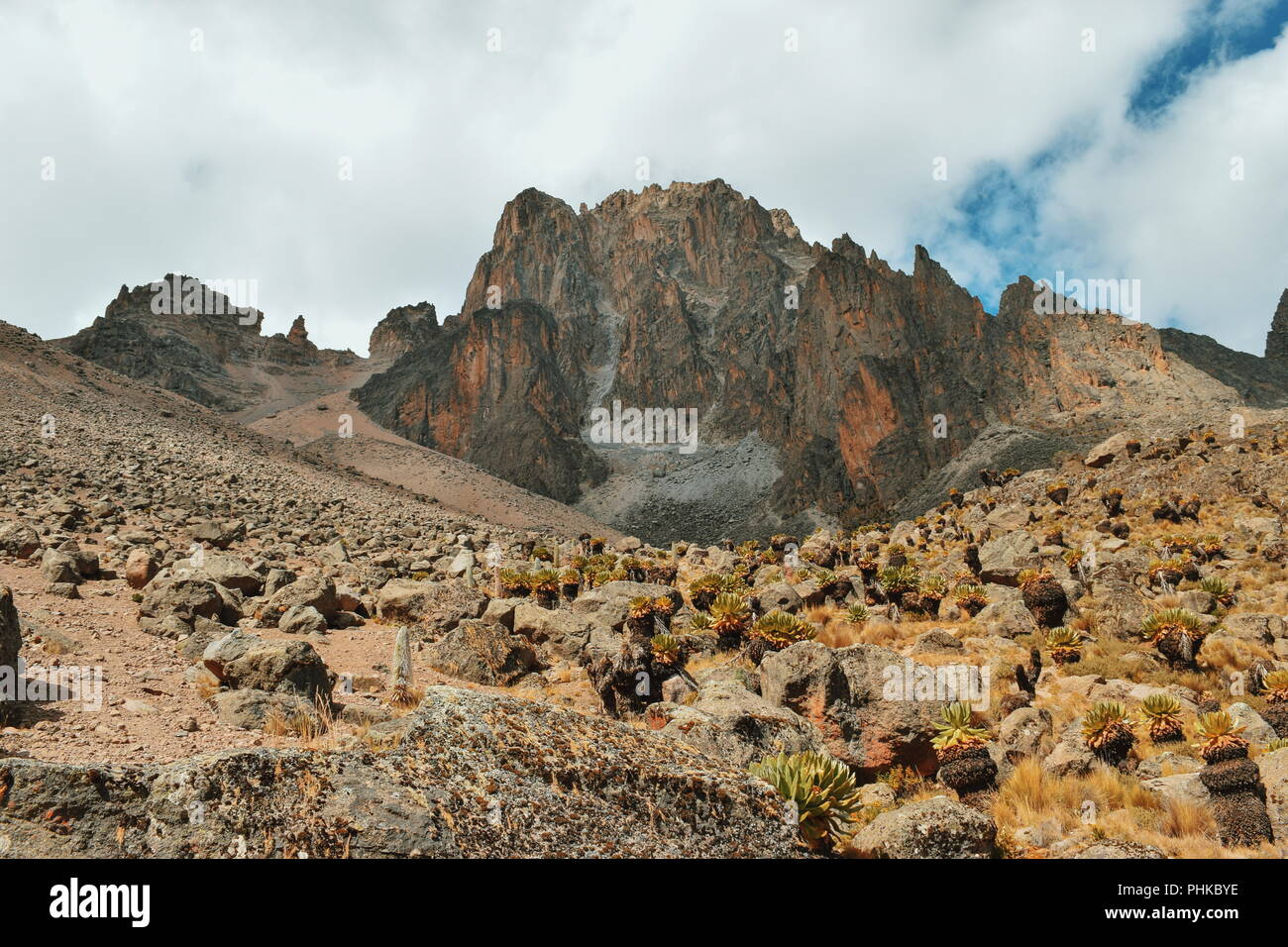 Mount Kenia höchster Gipfel, Batian Peak, Mount Kenya National Park Stockfoto