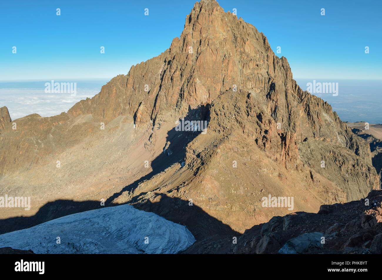 Mount Kenia höchster Gipfel, Batian Peak, Mount Kenya National Park Stockfoto
