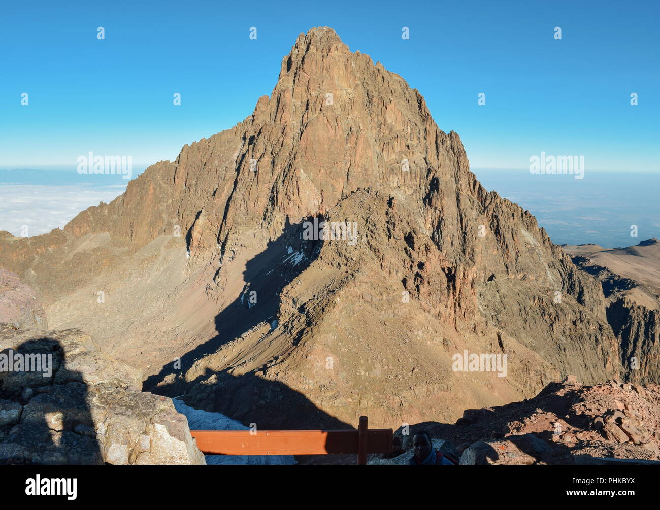Mount Kenia höchster Gipfel, Batian Peak, Mount Kenya National Park Stockfoto