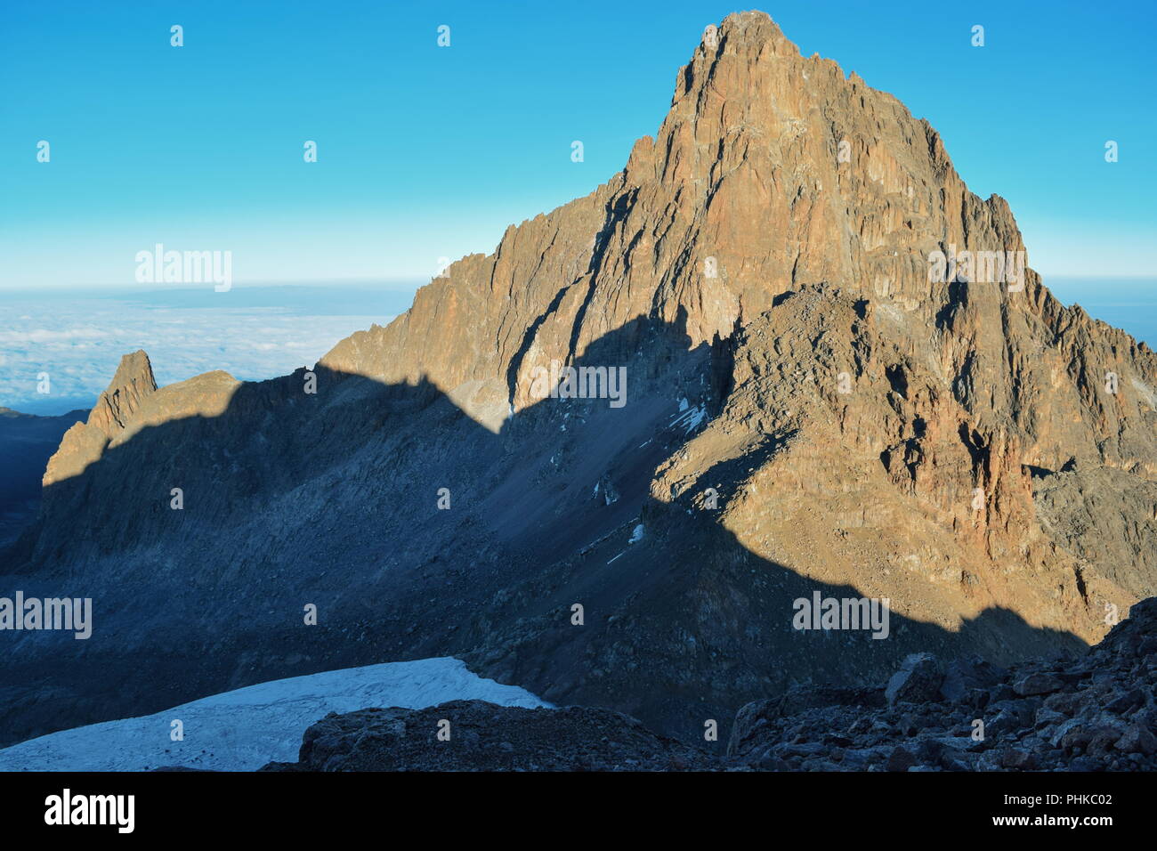 Mount Kenia höchster Gipfel, Batian Peak, Mount Kenya National Park Stockfoto