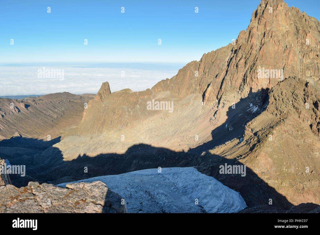 Mount Kenia höchster Gipfel, Batian Peak, Mount Kenya National Park Stockfoto