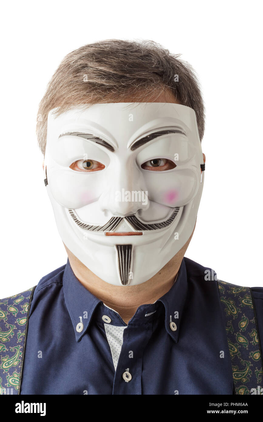 Computer Hacker in der Maske Stockfoto