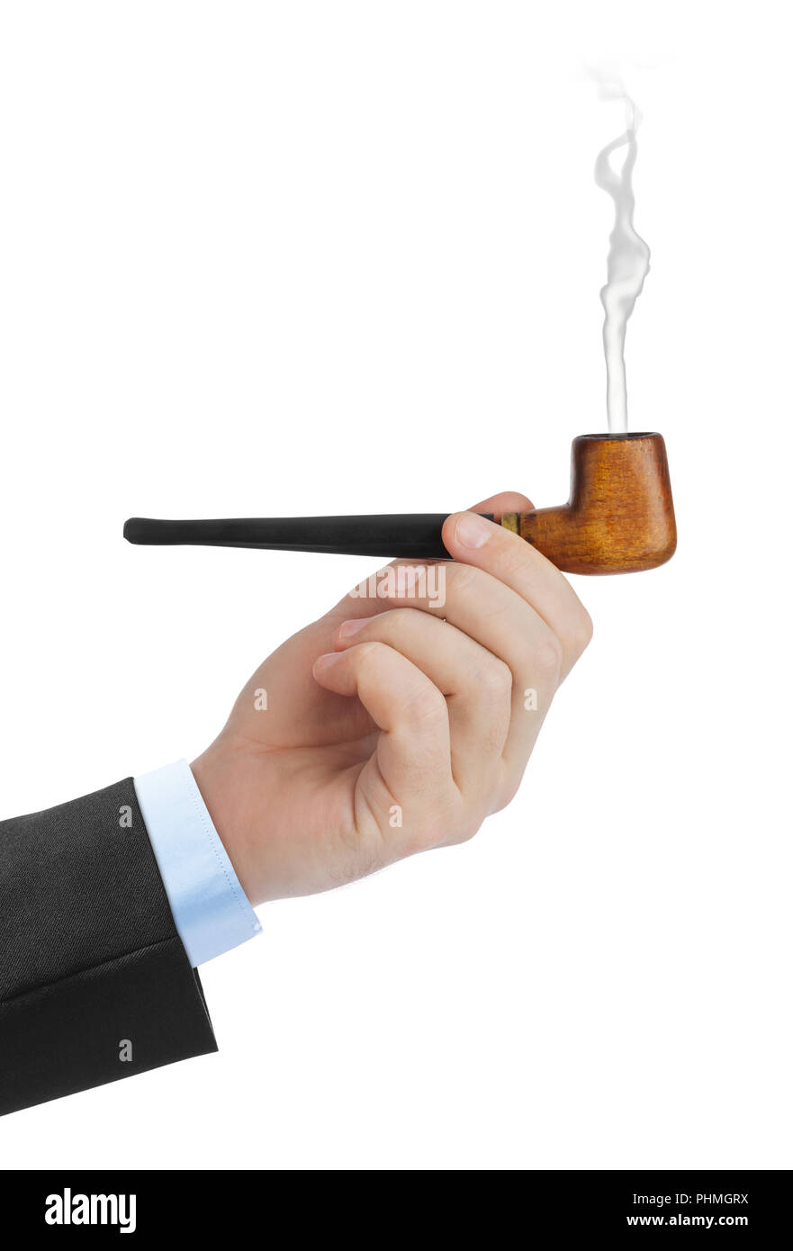 Hand mit Rauchen Rohr Stockfoto