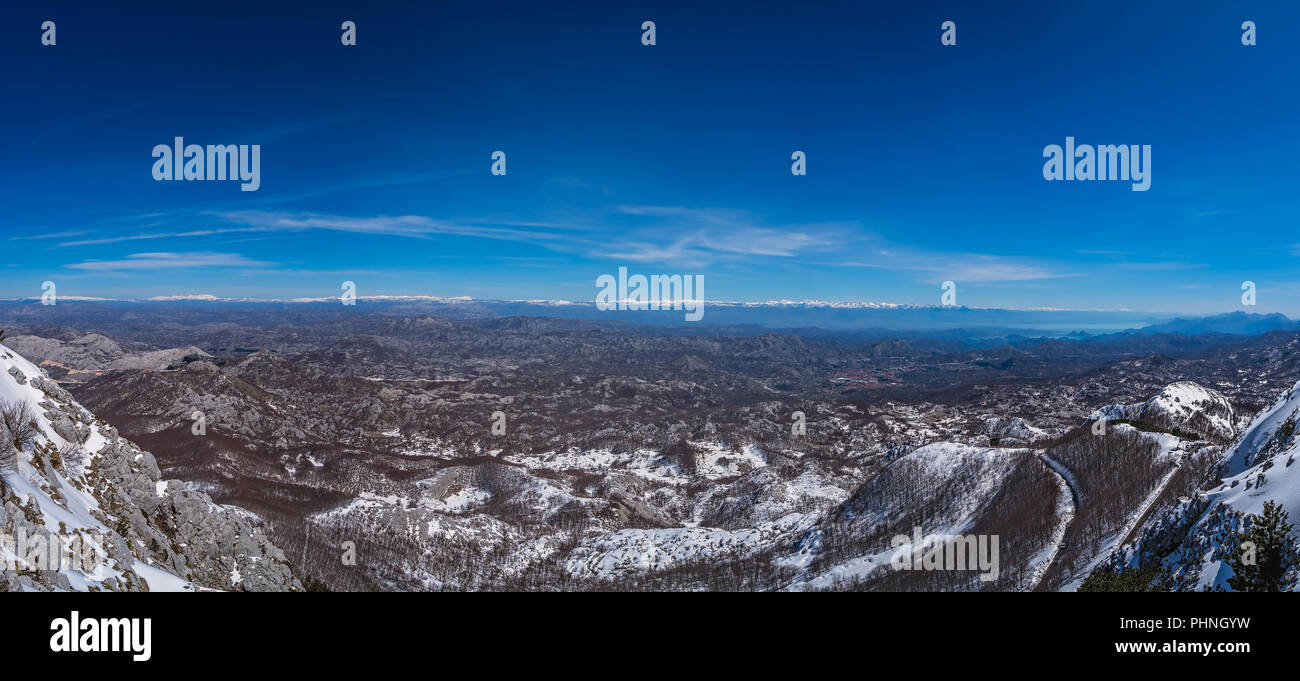 Berg winterbild der Nationalpark Lovcen Stockfoto