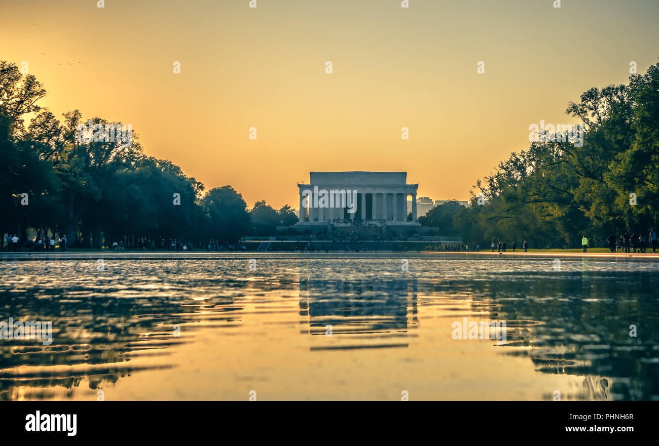 Lincoln Memorial Wahrzeichen bei Sonnenuntergang in washington dc Stockfoto