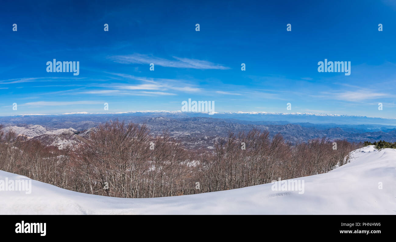 Nationalpark Lovcen Winterlandschaft Stockfoto