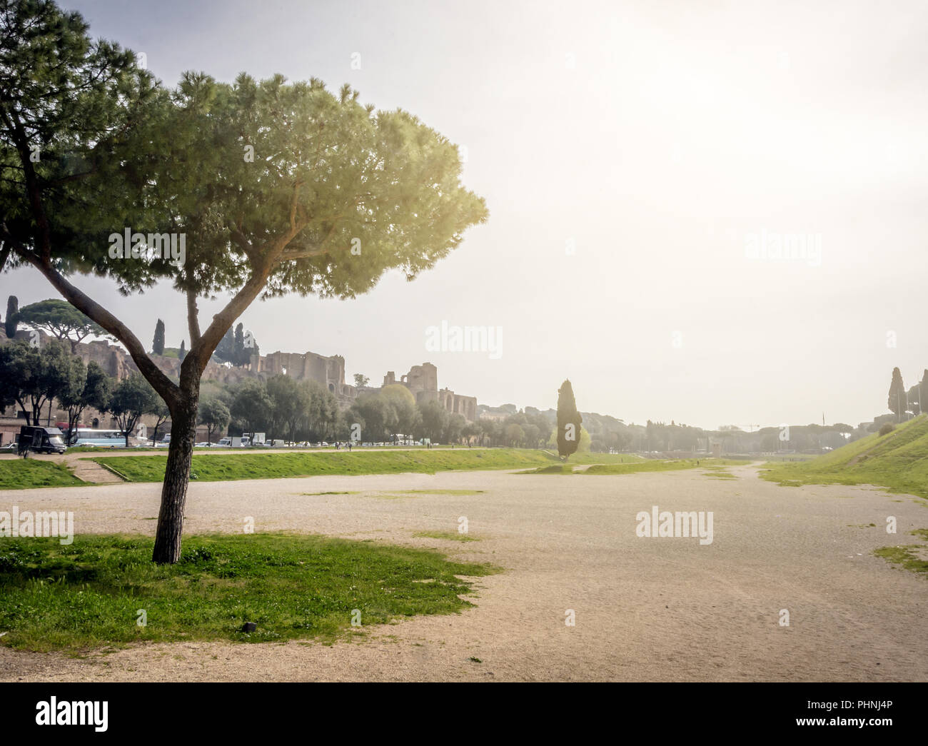 Die Überreste der berühmten Circus Maximus in Rom Stockfoto