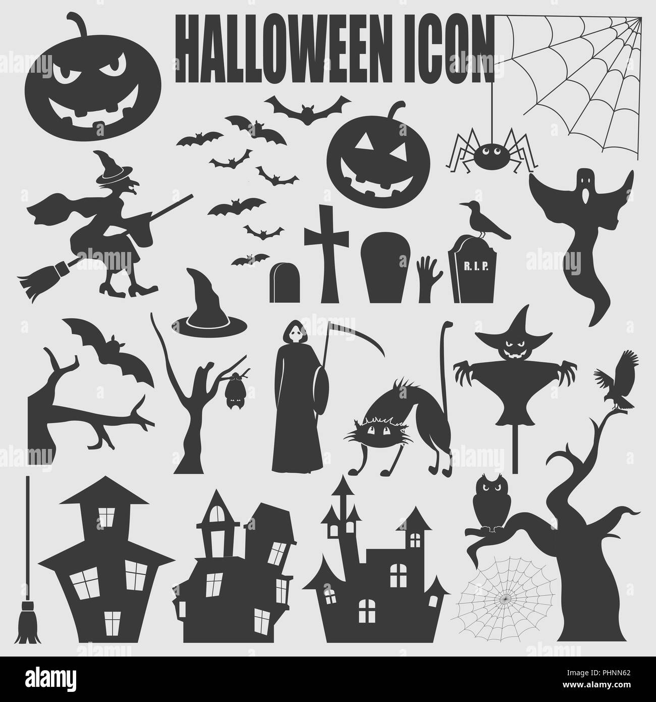 Halloween Icon Set. Urlaub Design. Vector Illustration. Stock Vektor