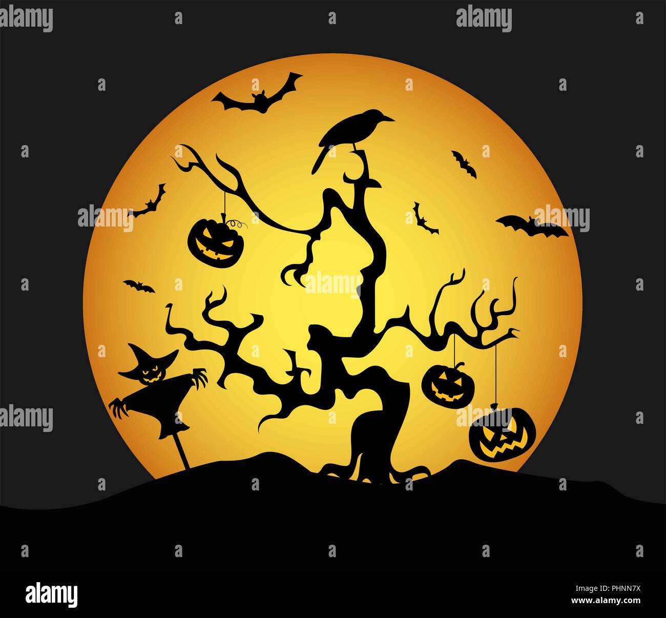 Halloween Urlaub grafische Vorlage. Flache Symbole. Vector Illustration Stock Vektor