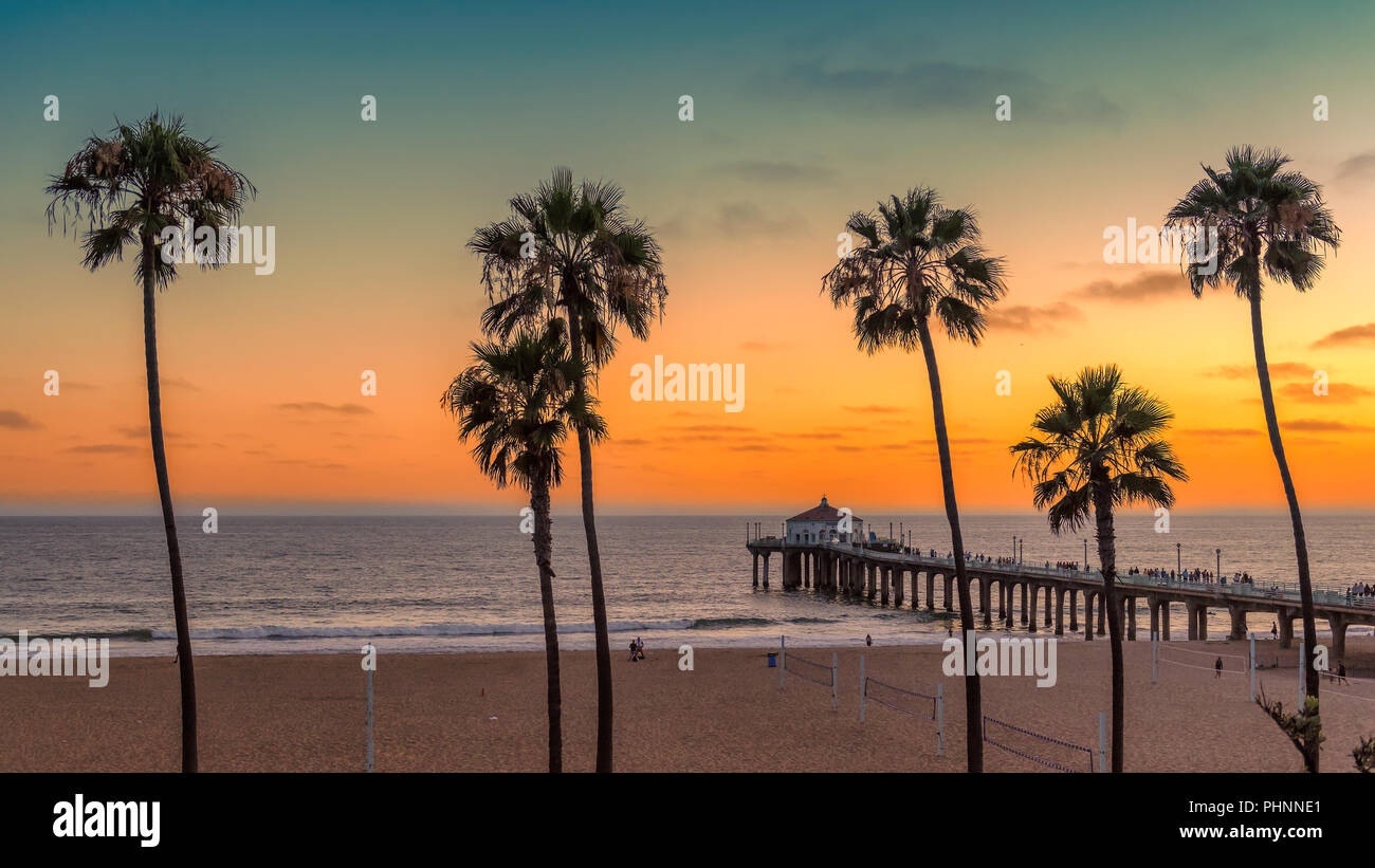 California Beach bei Sonnenuntergang Stockfoto