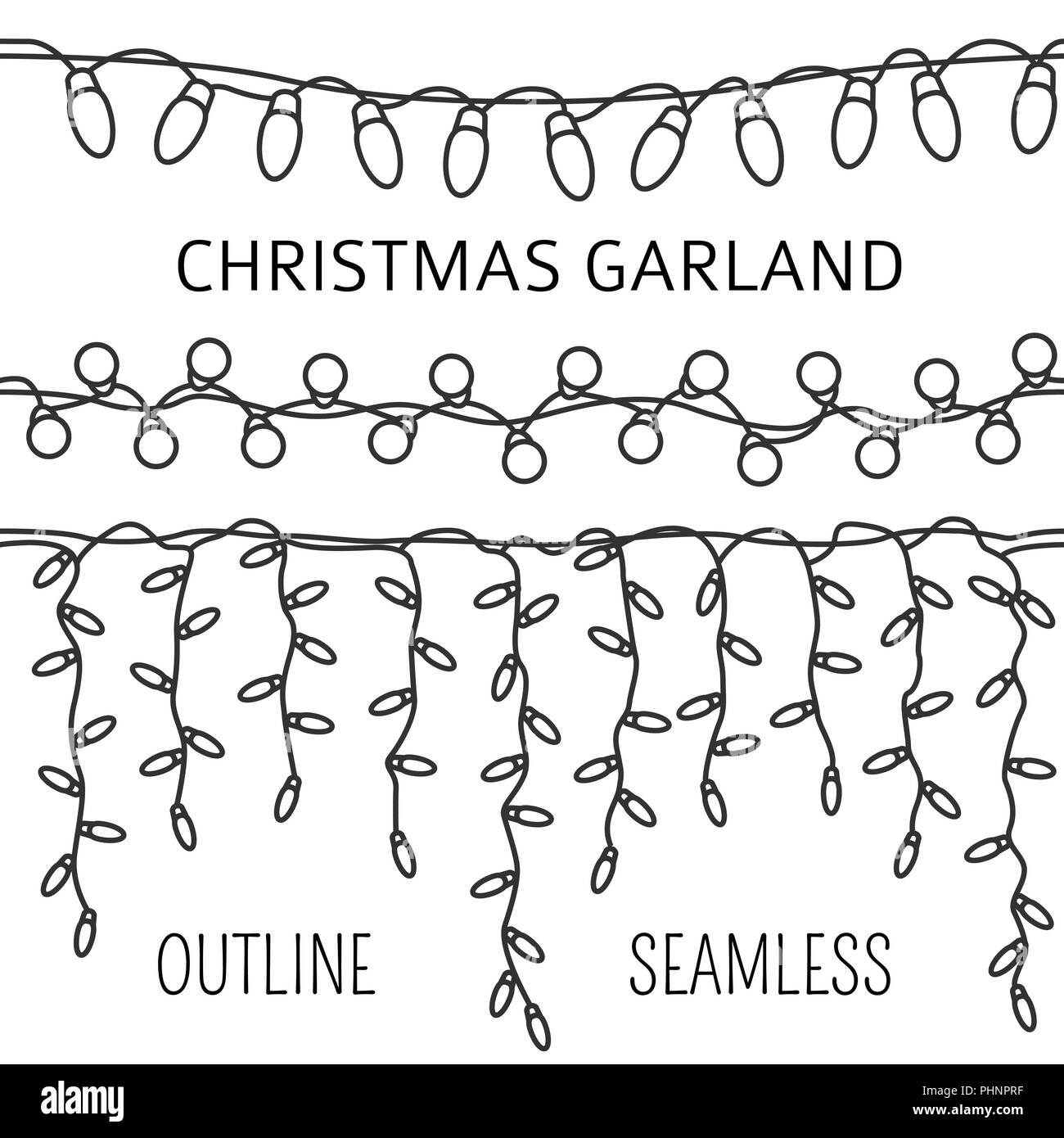 Weihnachten Licht Girlanden. Überblick isolierte Design nahtlose Muster. Neues Jahr Winter Kollektion. Vector Illustration Stock Vektor