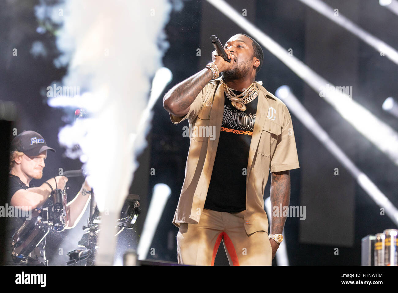 Philadelphia, Pennsylvania, USA. 1. Sep 2018. Sanftmütig Mühle (ROBERT RIHMEEK WILLIAMS) während der Hergestellt in Amerika Musik Festival am Benjamin Franklin Parkway in Philadelphia, Pennsylvania, Credit: Daniel DeSlover/ZUMA Draht/Alamy leben Nachrichten Stockfoto