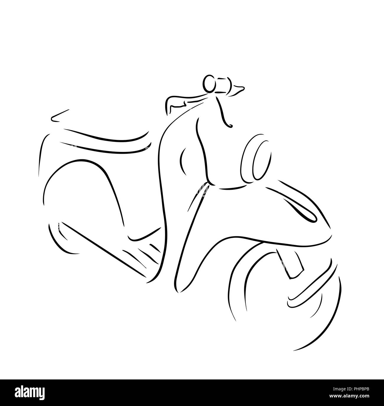 Scooter Skizze. Bike Vector Illustration. Stock Vektor