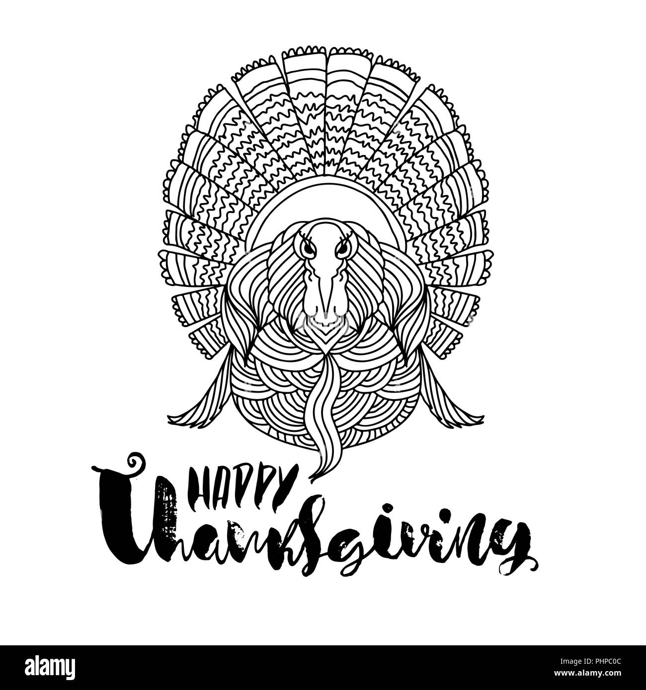 Handschriftliche Thanksgiving Schriftzug. Happy Thanksgiving Karte Vorlage. Typografie Banner. Kalligraphie Poster. Vector Illustration. Stock Vektor