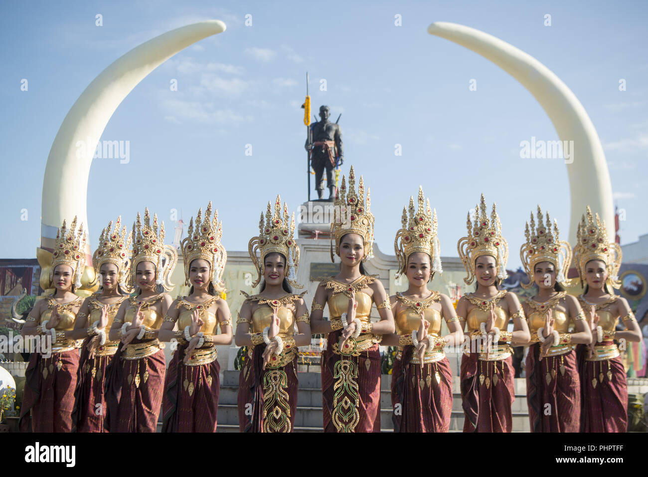 THAILAND ISAN SURIN ELEPHANT FESTIVAL RUNDEN Stockfoto