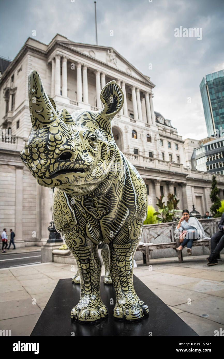 Adam ter Rhino's außerhalb der Royal Exchange, London, UK Stockfoto